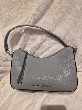 Marc Jacobs Pebbled Light Gray Shoulder Bag with Tassel